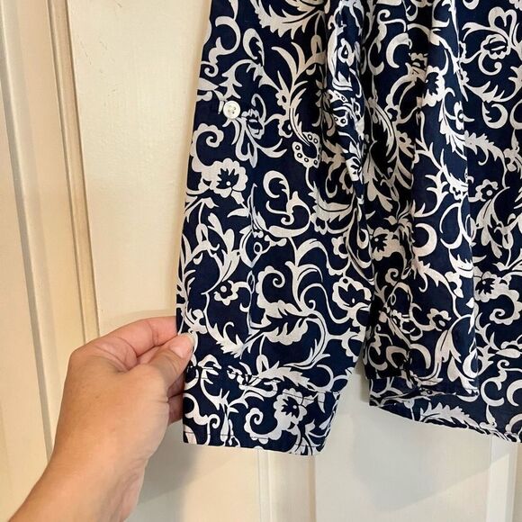 Kim Rogers Women’s Medium Navy Floral Blouse - Picture 3 of 11